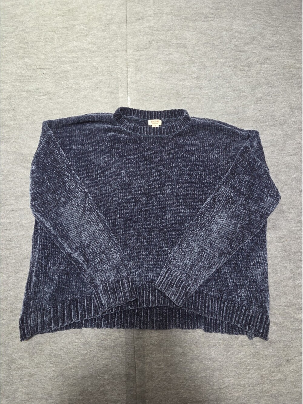 Mossimo Supply Co Women's XS Navy Blue Plush Chenille Knit Crewneck Sweater